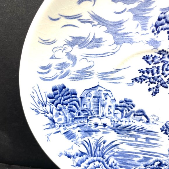 Vintage Set Wedgwood “Countryside” Creamer-2 Saucers Blue Transferware England - Picture 4 of 10